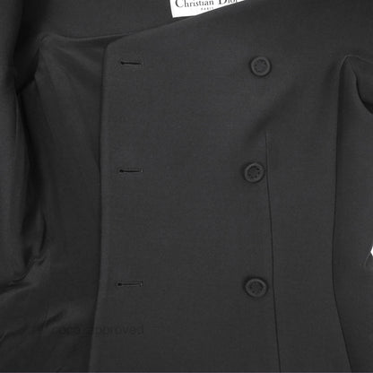 Christian Dior Off-The-Shoulder Double-Breasted Jacket Black Wool Silk Size 34