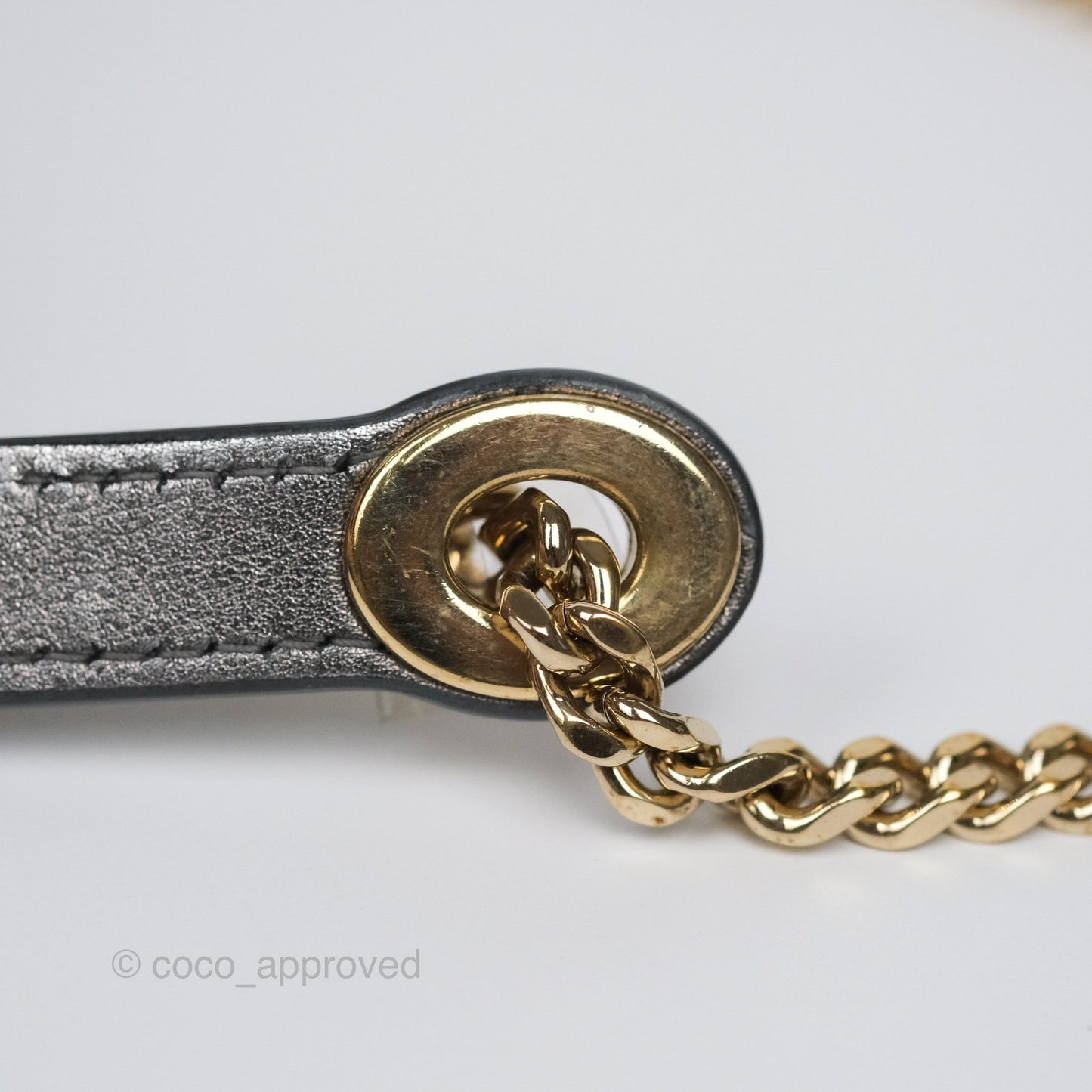 Christian Dior Mini Lady Dior Metallic Dark Grey Lambskin Cannage Gold Hardware