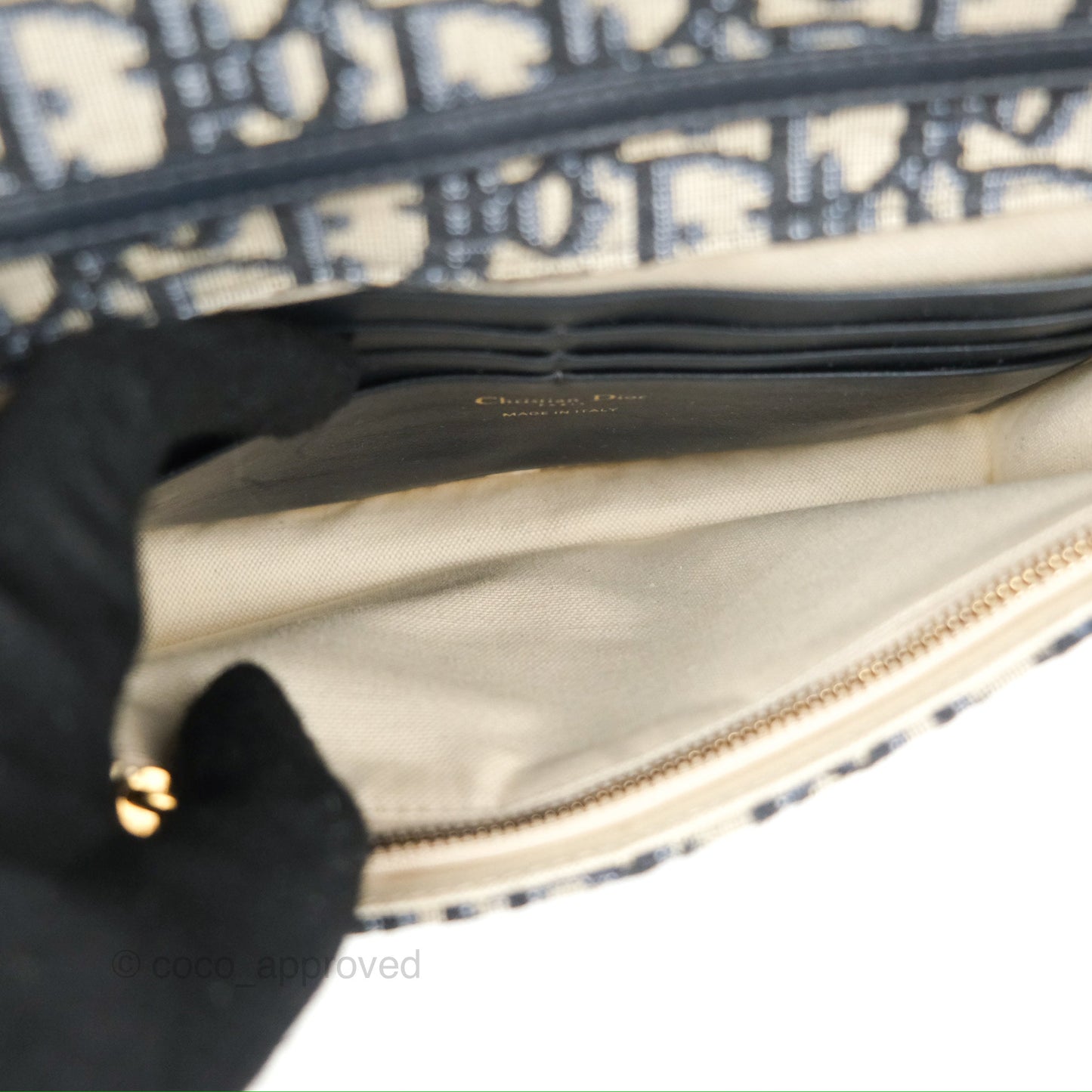 Christian Dior Saddle Chain Pouch Navy Oblique Jacquard