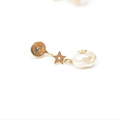 Dior CD Star Pearl Drop Earrings Gold Tone