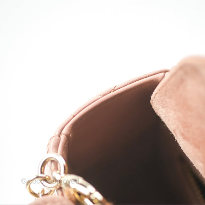 Christian Dior Mini Lady Dior Blush Cannage Lambskin Gold Hardware
