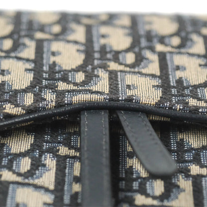 Christian Dior Saddle Chain Pouch Navy Oblique Jacquard