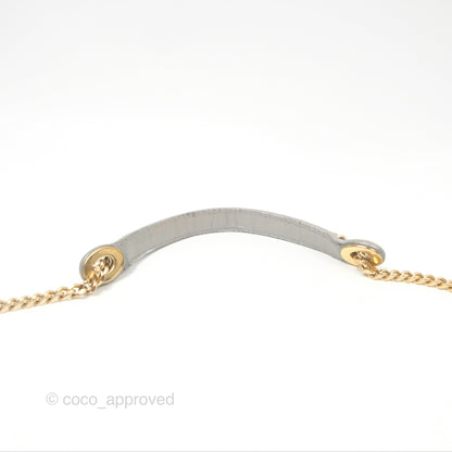 Christian Dior Mini Lady Dior Iridescent Light Grey Cannage Lambskin Gold Hardware