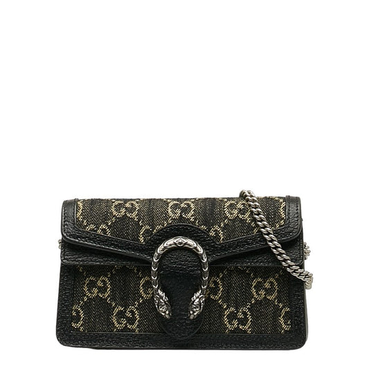 Gucci Dionysus Chain  Mini Shoulder Bag 476432 Black Canvas Leather  Gucci