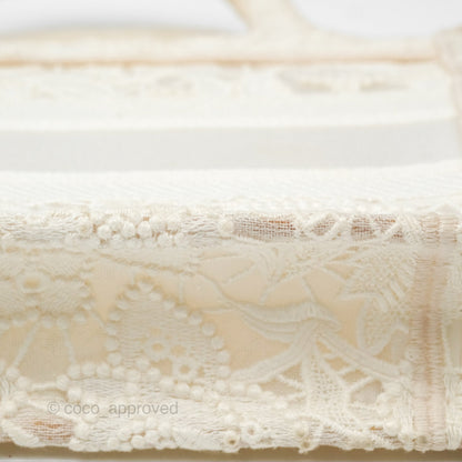 Dior Mini Book Tote Natural Macramé-Effect Embroidery