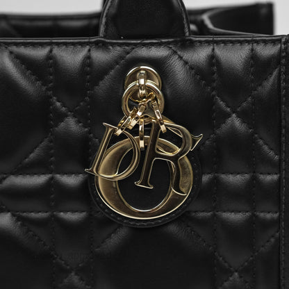 Dior Small Dior Book Tote Black Macrocannage Calfskin Gold Hardware