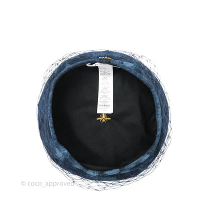 Christian Dior Arty Parisian Denim Beret With Veil