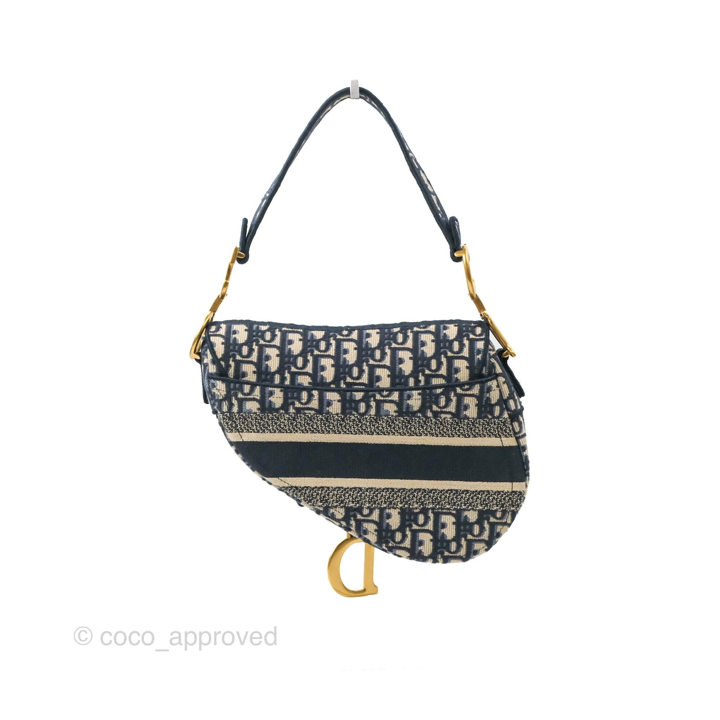 Christian Dior Navy Saddle Bag Dior Oblique Embroidery Gold Hardware