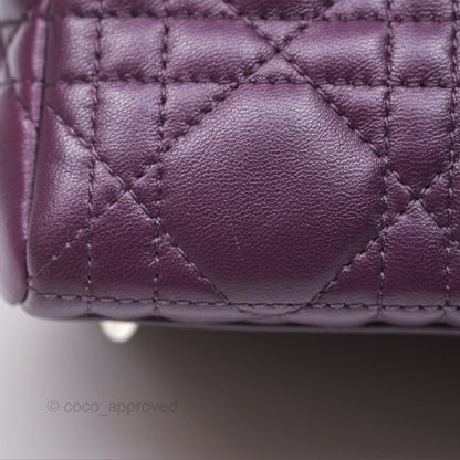 Christian Dior Medium Lady Dior Dark Purple Lambskin Silver Hardware