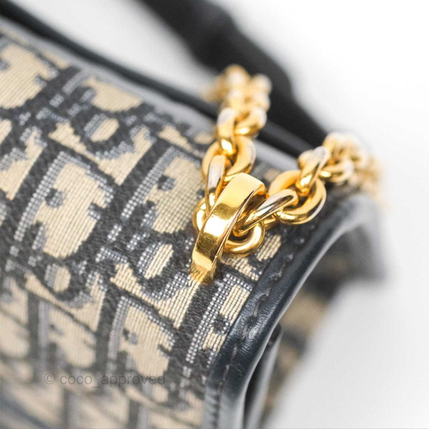 Christian Dior 30 Montaigne with Chain Blue Dior Oblique Jacquard
