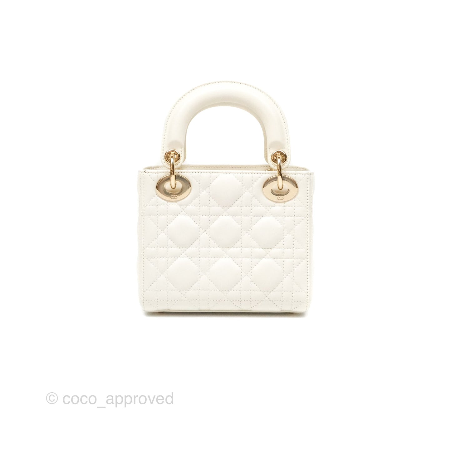 Christian Dior Mini Lady Dior Latte Cannage Lambskin Gold Hardware