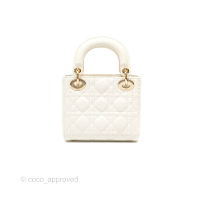 Christian Dior Mini Lady Dior Latte Cannage Lambskin Gold Hardware