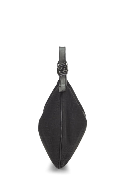Fendi,  Black Zucchino Canvas Hobo Bag, Black