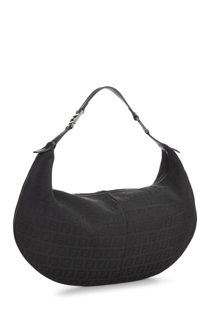 Fendi,  Black Zucchino Canvas Hobo Bag, Black