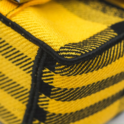 Christian Dior Small Diorcamp Bag Yellow Black Checkered Embroidery