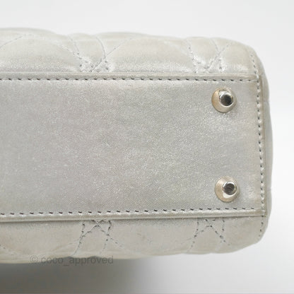 Christian Dior Mini Lady Dior Metallic Silver Nubuck Silver Hardware