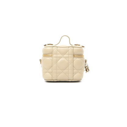 Christian Dior Micro Lady Dior Vanity Case Beige Cannage Lambskin