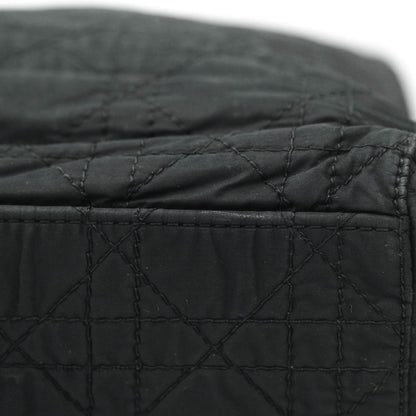 Christian Dior Vintage Large Cannage Fabric Black Lady Dior Silver Hardware
