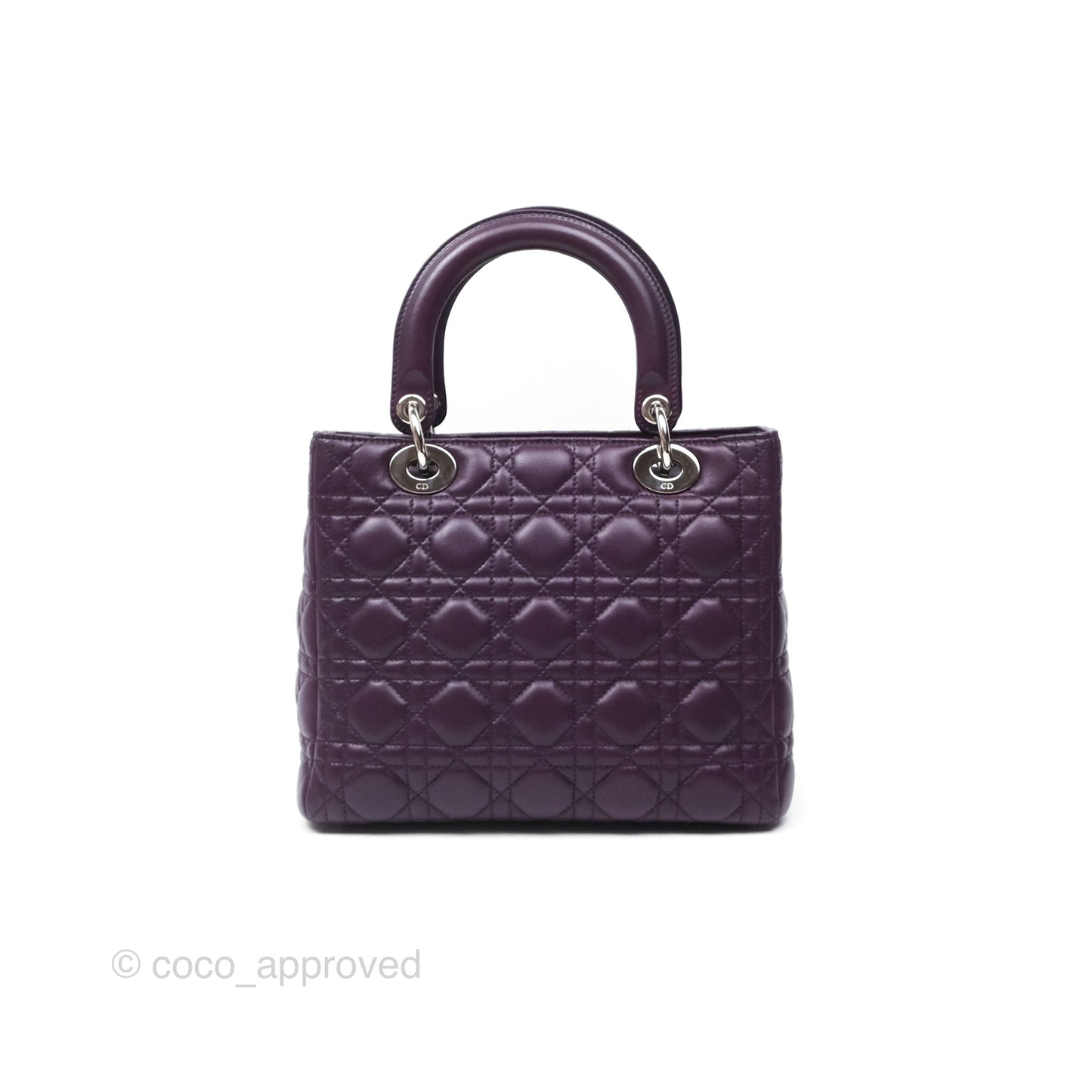 Christian Dior Medium Lady Dior Dark Purple Lambskin Silver Hardware