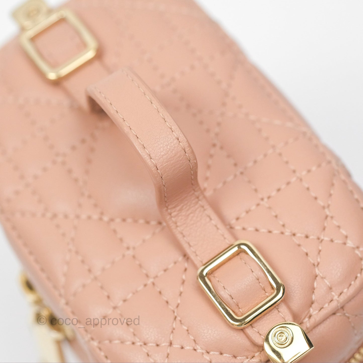 Christian Dior Micro Lady Dior Vanity Case Rose Des Vents Cannage Lambskin