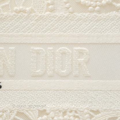 Dior Mini Book Tote Natural Macramé-Effect Embroidery