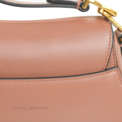 Christian Dior Mini Saddle Bag Rose Taupe Grained Calfskin Gold Hardware