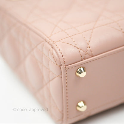 Christian Dior Mini Lady Dior Blush Cannage Lambskin Gold Hardware