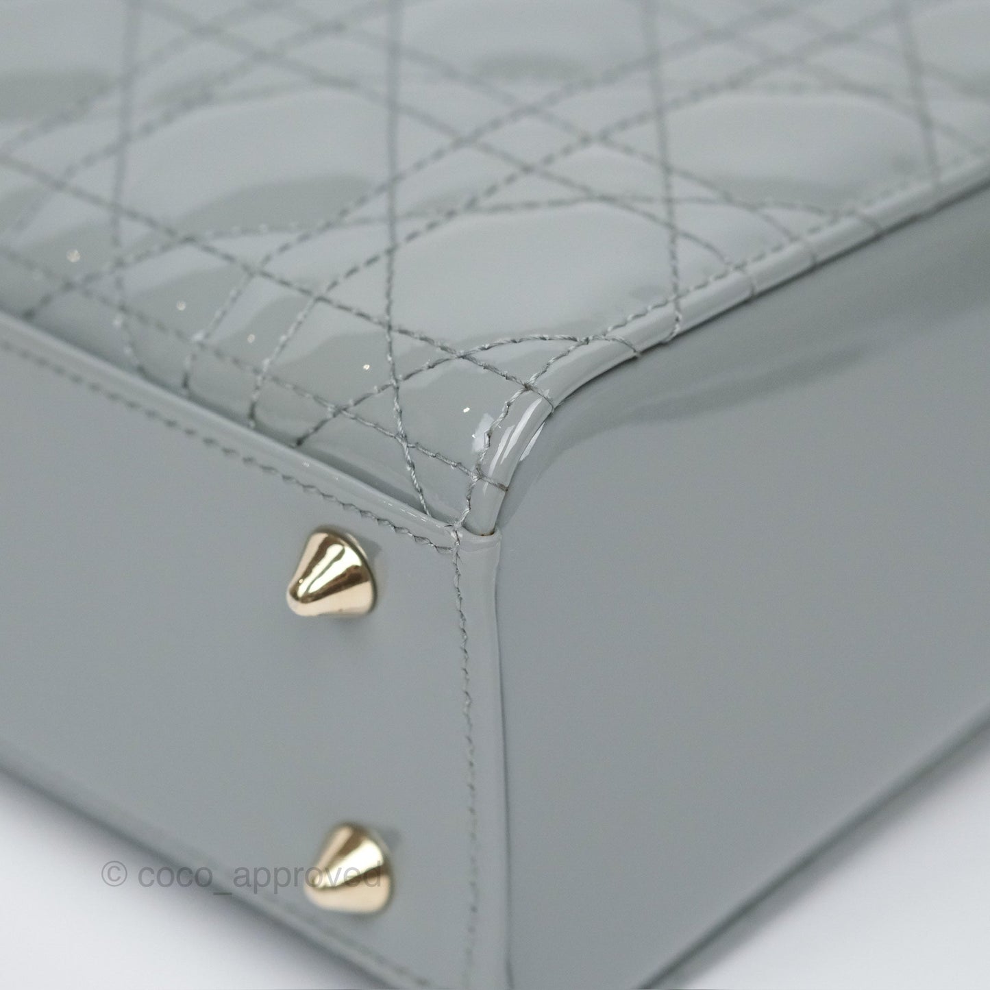 Christian Dior Lady Dior Grey Patent Gold Hardware