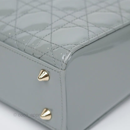 Christian Dior Lady Dior Grey Patent Gold Hardware