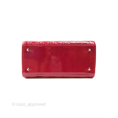Christian Dior Medium Lady Dior Red Patent Silver Hardware