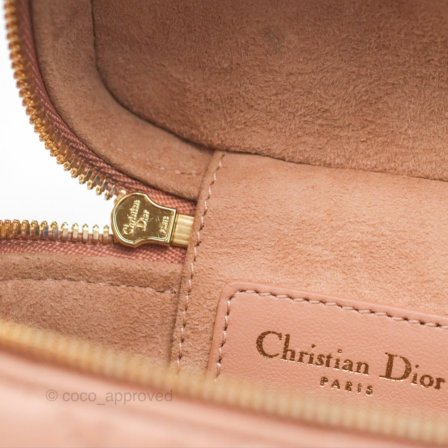 Christian Dior Micro Lady Dior Vanity Case Rose Des Vents Cannage Lambskin