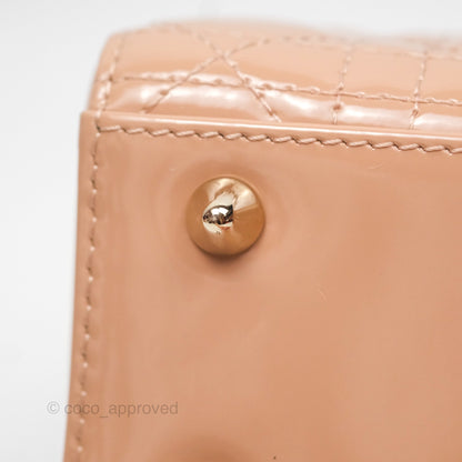 Christian Dior Small Lady Dior My ABCDior Beige Patent Gold Hardware