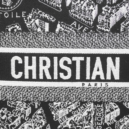 Christian Dior Large Dior Black and White Plan de Paris Embroidery Book Tote