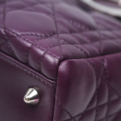 Christian Dior Medium Lady Dior Dark Purple Lambskin Silver Hardware