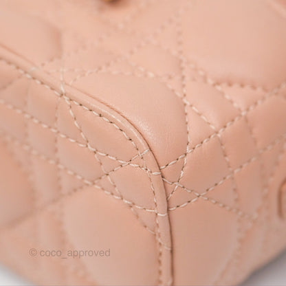 Christian Dior Micro Lady Dior Vanity Case Rose Des Vents Cannage Lambskin