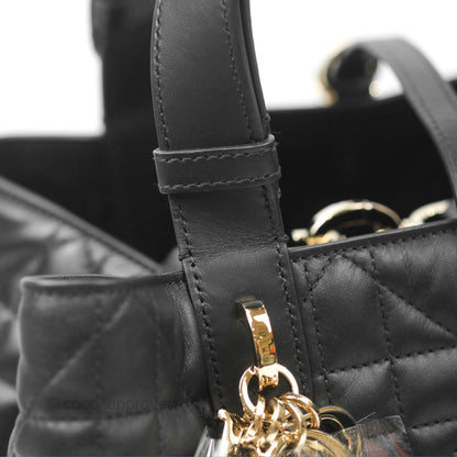 Dior Medium Toujours Bag Black Macrocannage Calfskin
