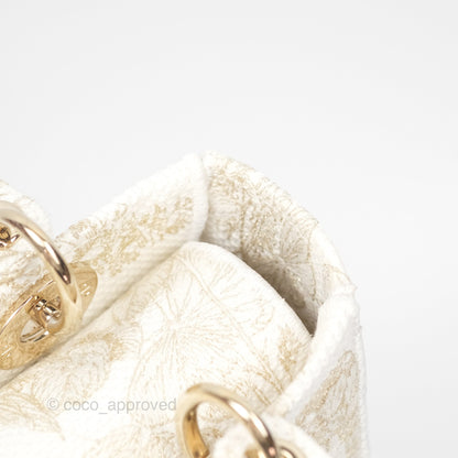 Christian Dior Medium Lady D-Lite Bag Dior Jardin d'Hiver Embroidery White