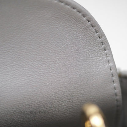 Christian Dior Lambskin Cannage Mini Lady Dior Iridescent Grey Gold Hardware