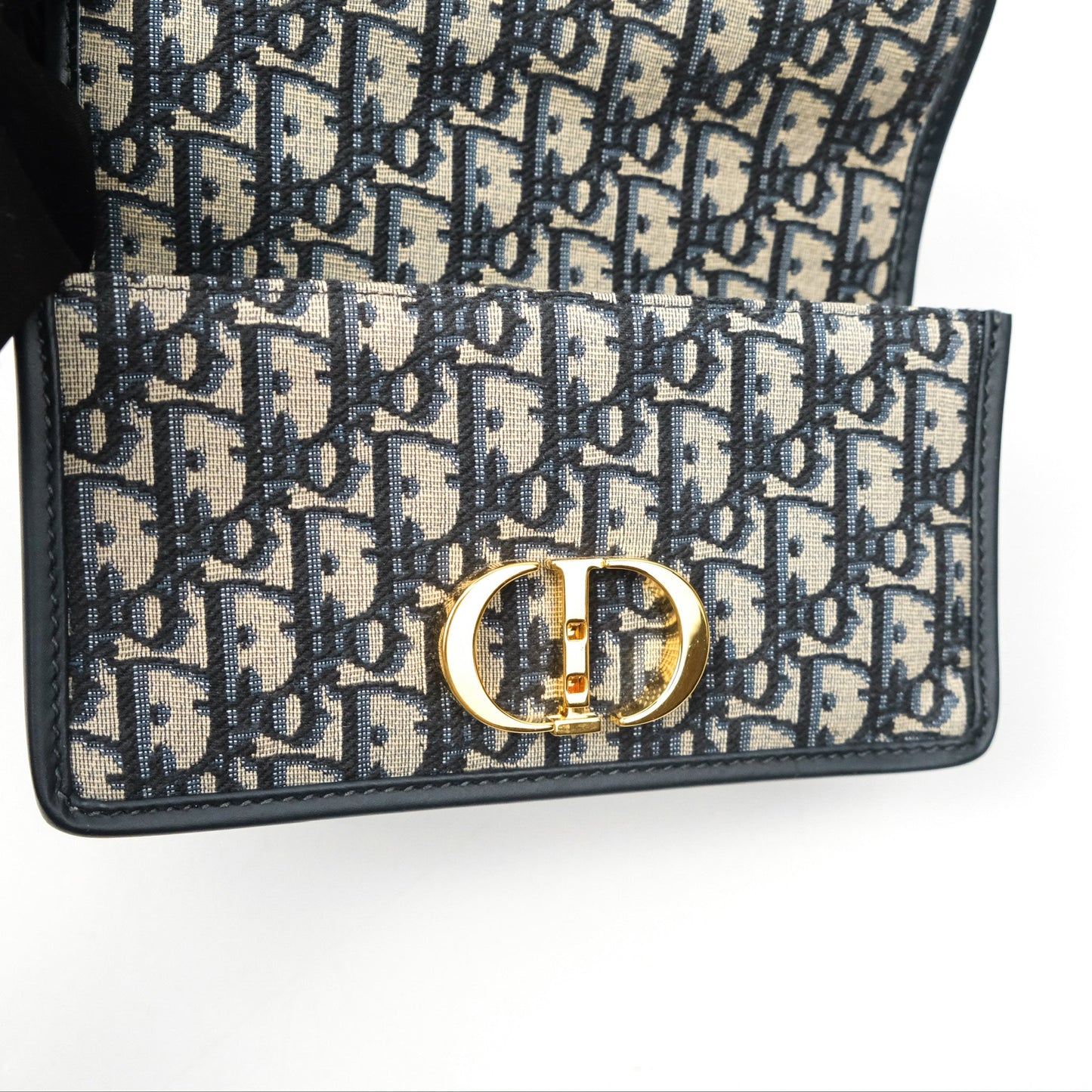 Dior 30 Montaigne East-West Bag With Chain Blue Dior Oblique Jacquard
