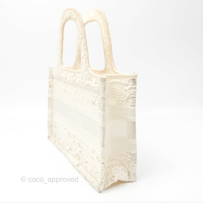 Dior Mini Book Tote Natural Macramé-Effect Embroidery