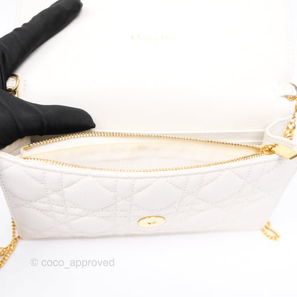 Dior Caro Pouch With Chain Latte Supple Cannage Calfskin