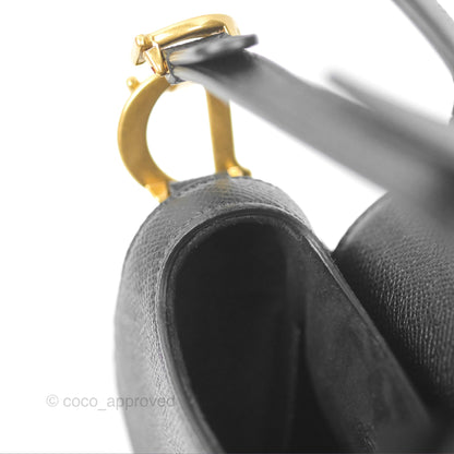 Christian Dior Mini Saddle Bag Black Grained Calfskin Gold Hardware