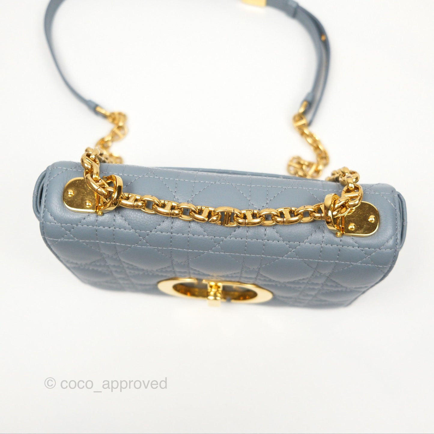 Dior Small Caro Bag Blue Supple Cannage Calfskin