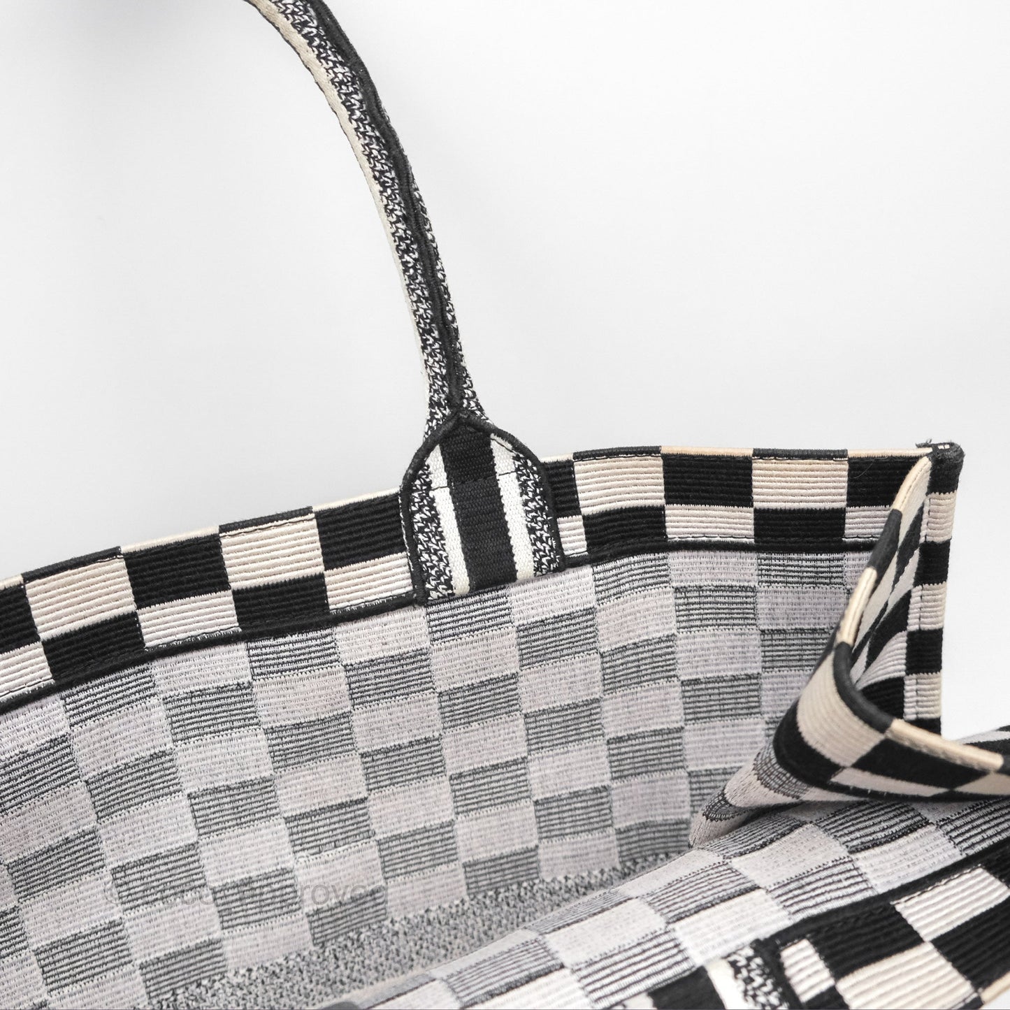 Christian Dior Large Book Tote Checkered Black/ White Canvas