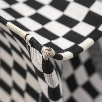 Christian Dior Large Book Tote Checkered Black/ White Canvas