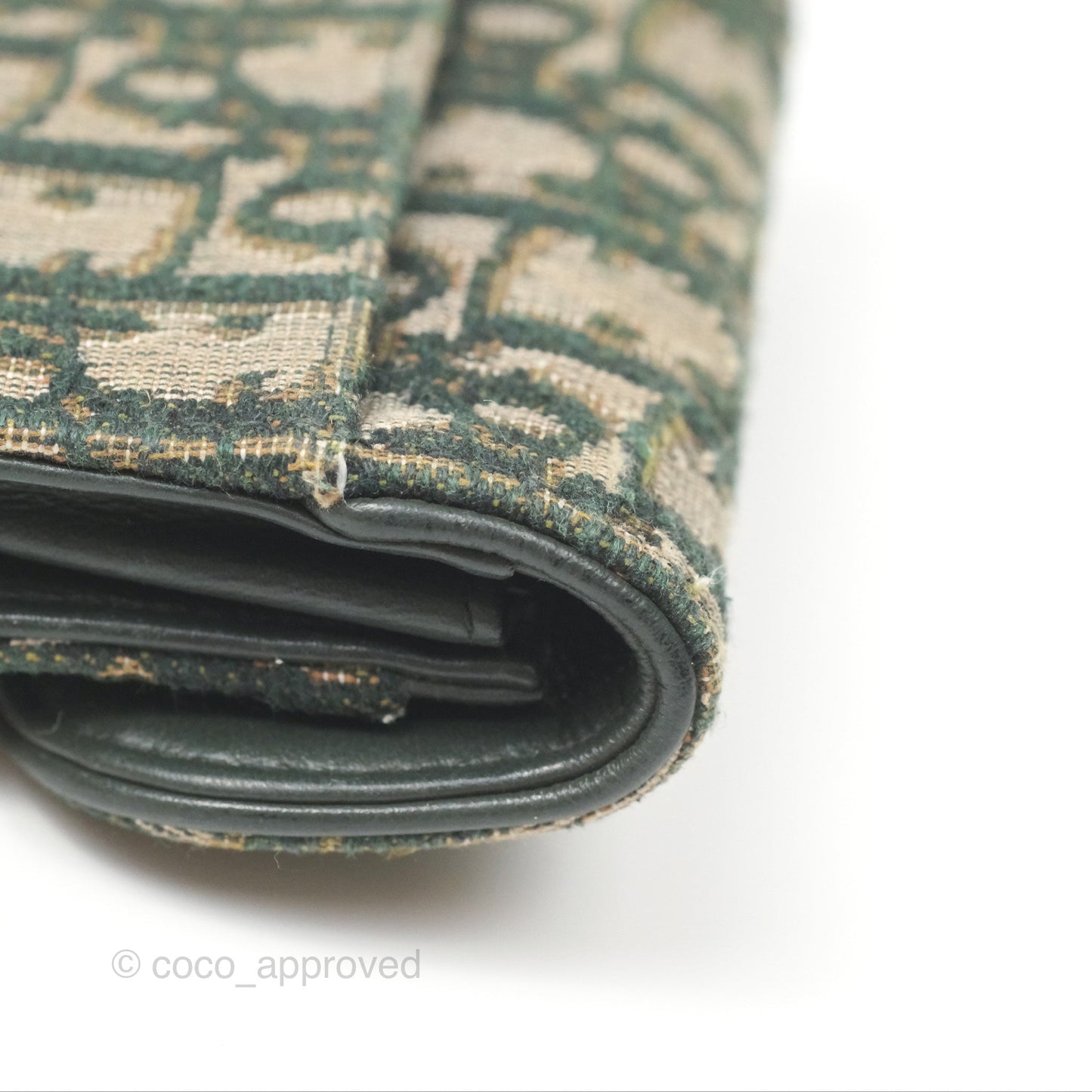 Christian Dior Saddle Flap Card Holder Green Dior Oblique Jacquard
