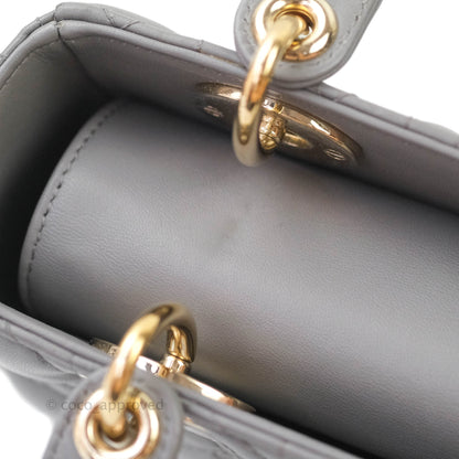 Christian Dior Lambskin My ABCDior Lady Dior Grey Gold Hardware