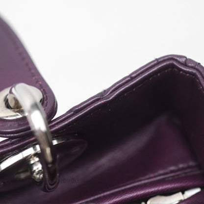 Christian Dior Medium Lady Dior Dark Purple Lambskin Silver Hardware