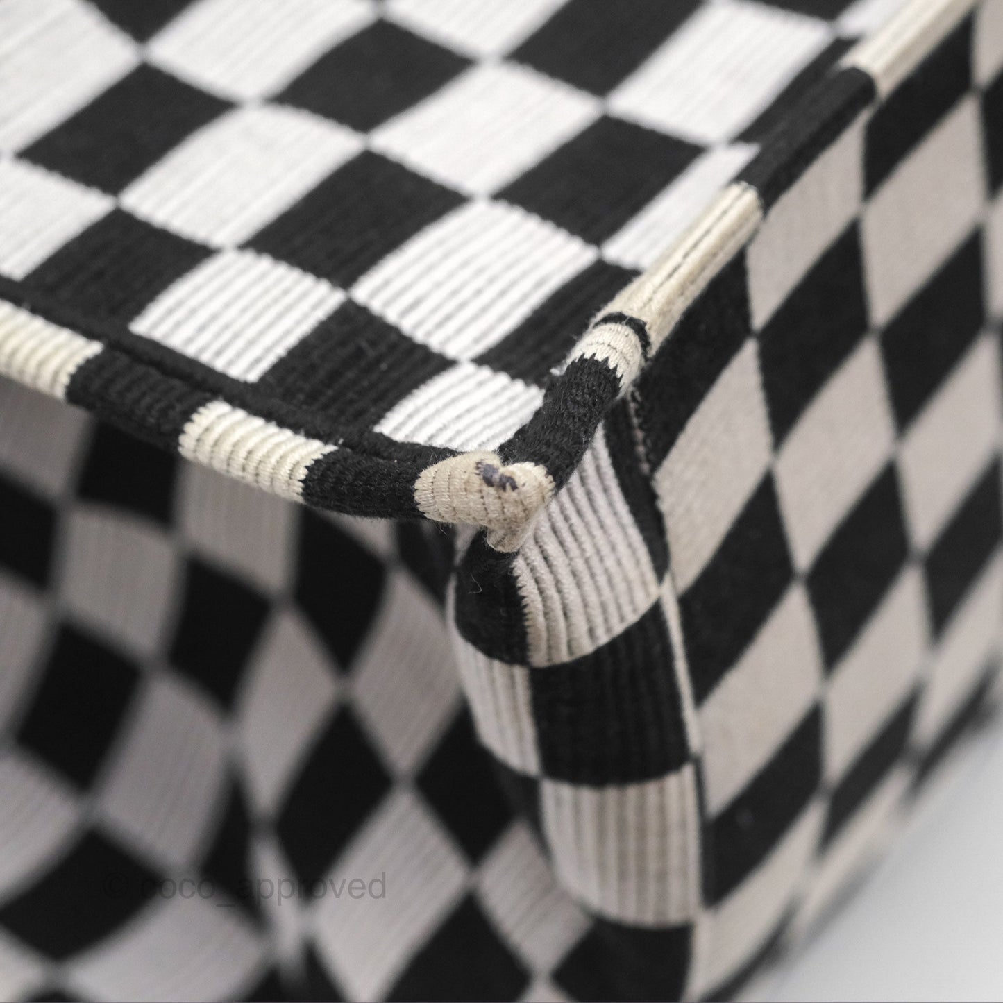 Christian Dior Large Book Tote Checkered Black/ White Canvas