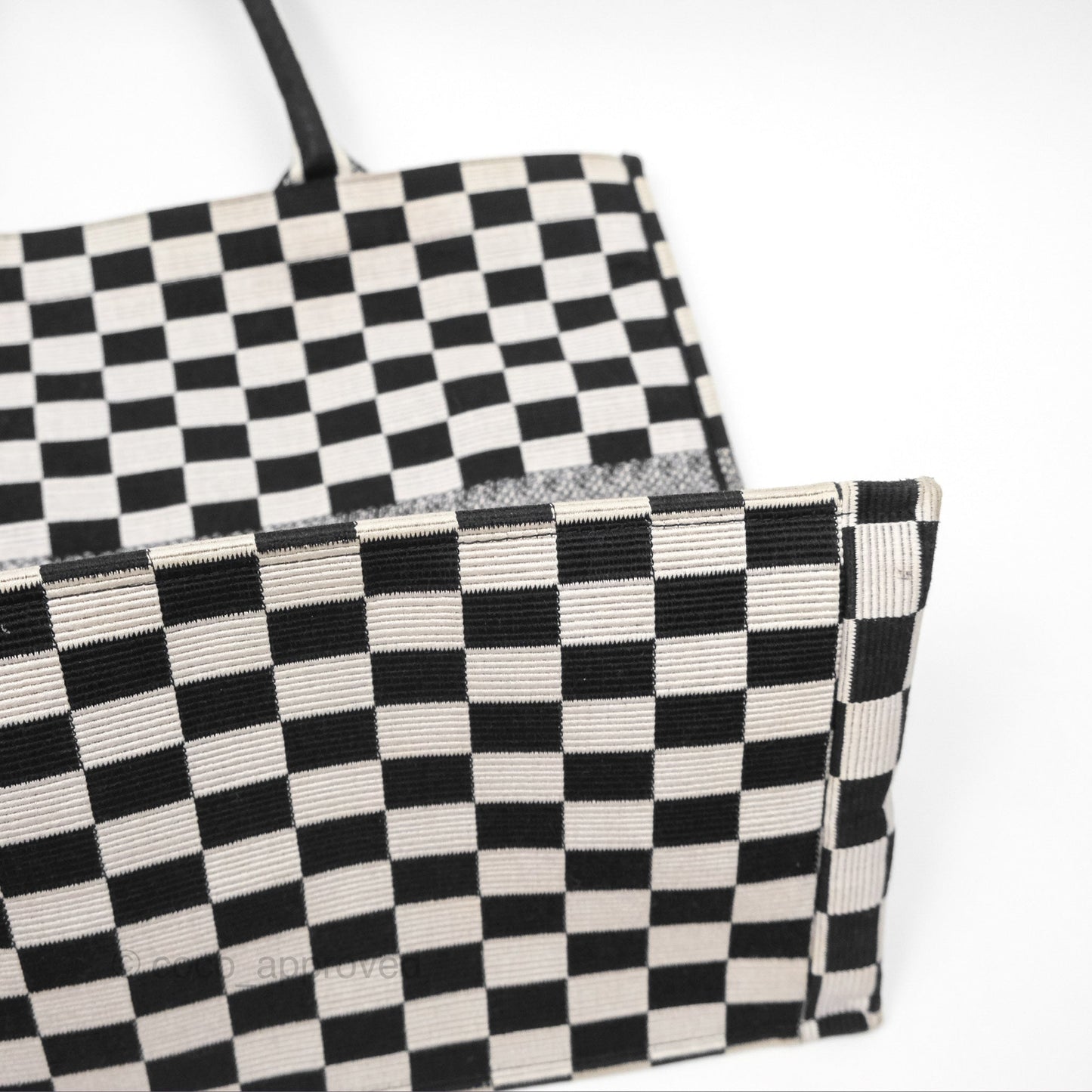 Christian Dior Large Book Tote Checkered Black/ White Canvas
